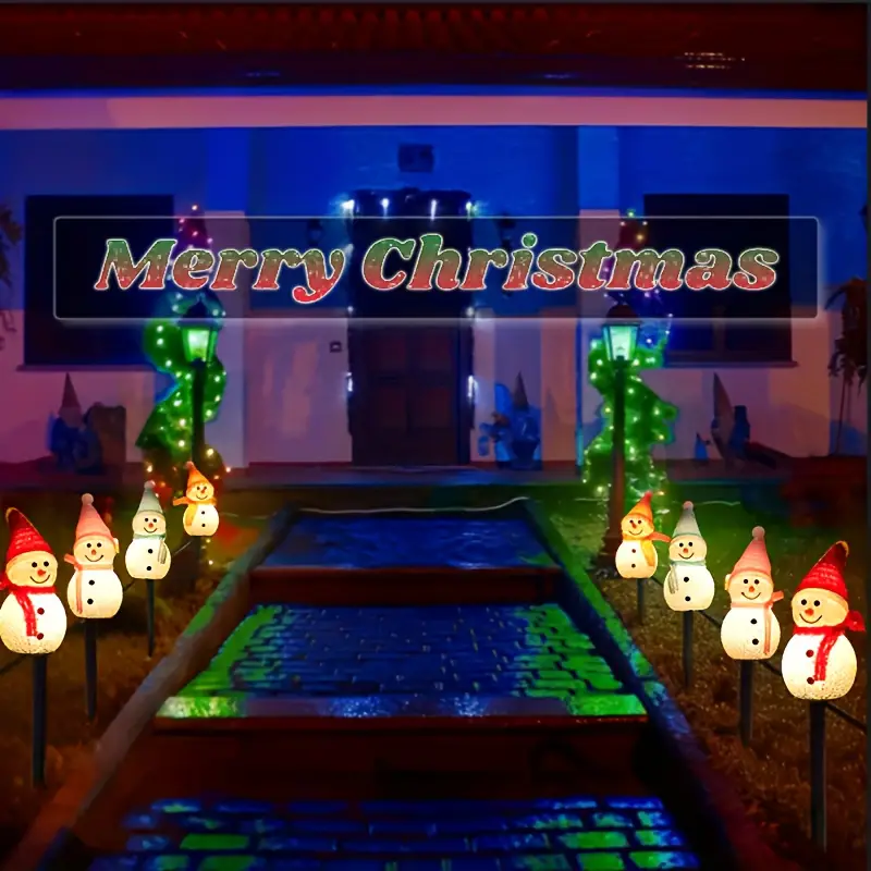 Christmas Lights Outdoor - A set of four-piece solar snowman