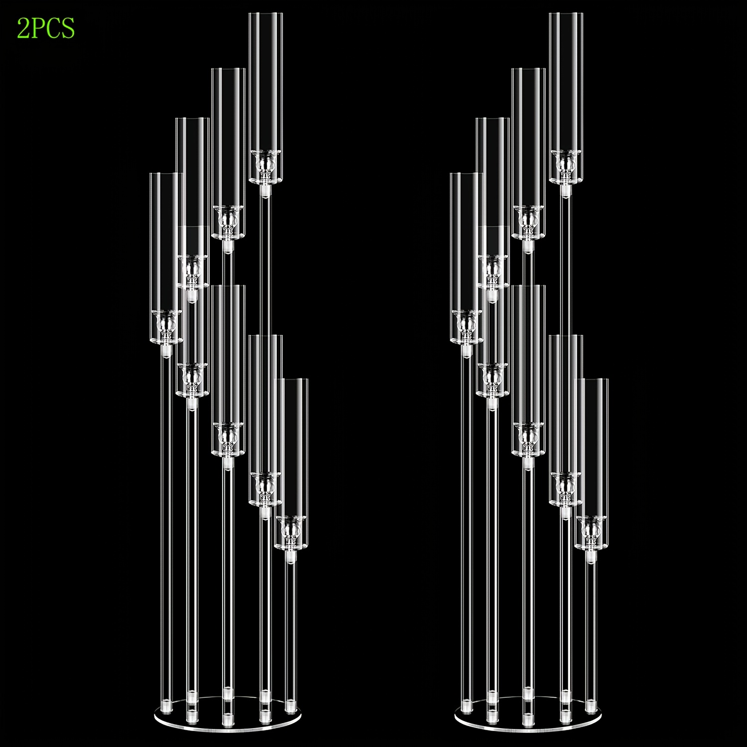 Holiday Candle Set - 2 Set 8-Arm Clear Acrylic Candelabra