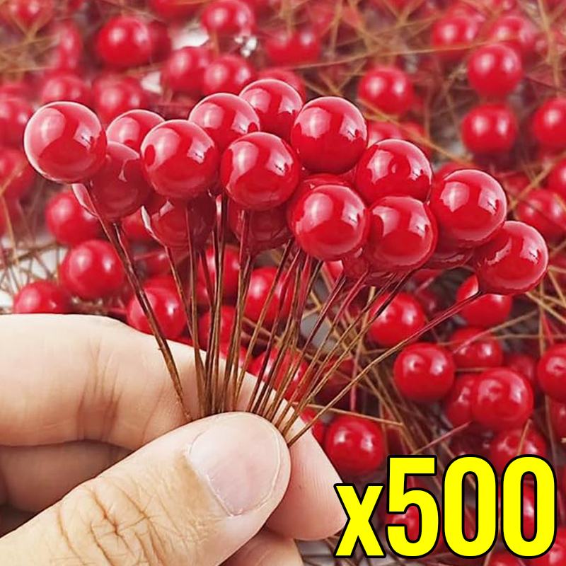 Christmas Wreath Fake - 500/50pcs Mini Artificial Red Berries DIY