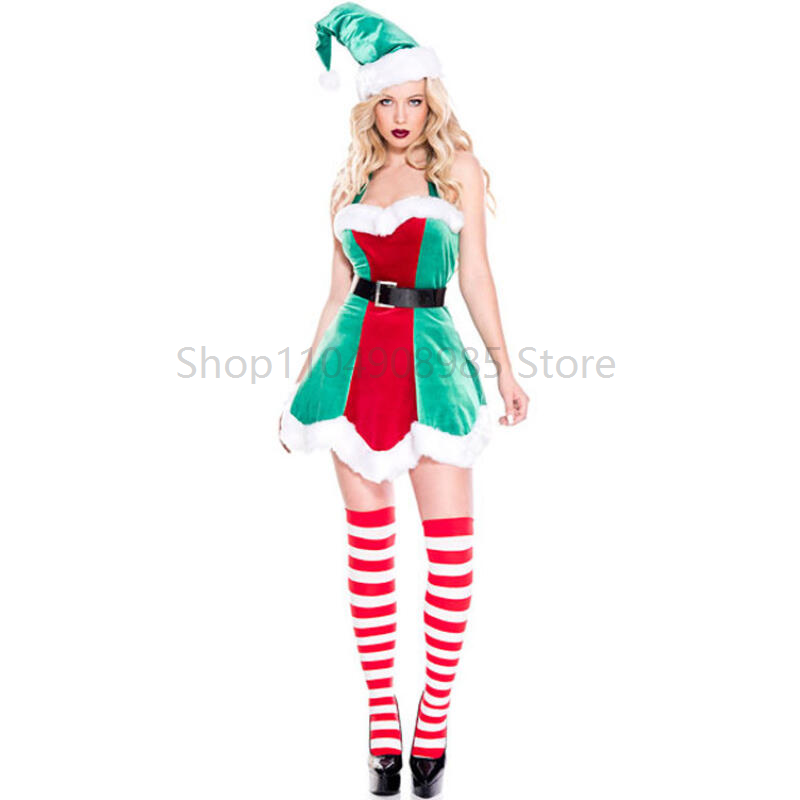 Elf Costume Christmas - Christmas Women Sexy Green Elf Cosplay