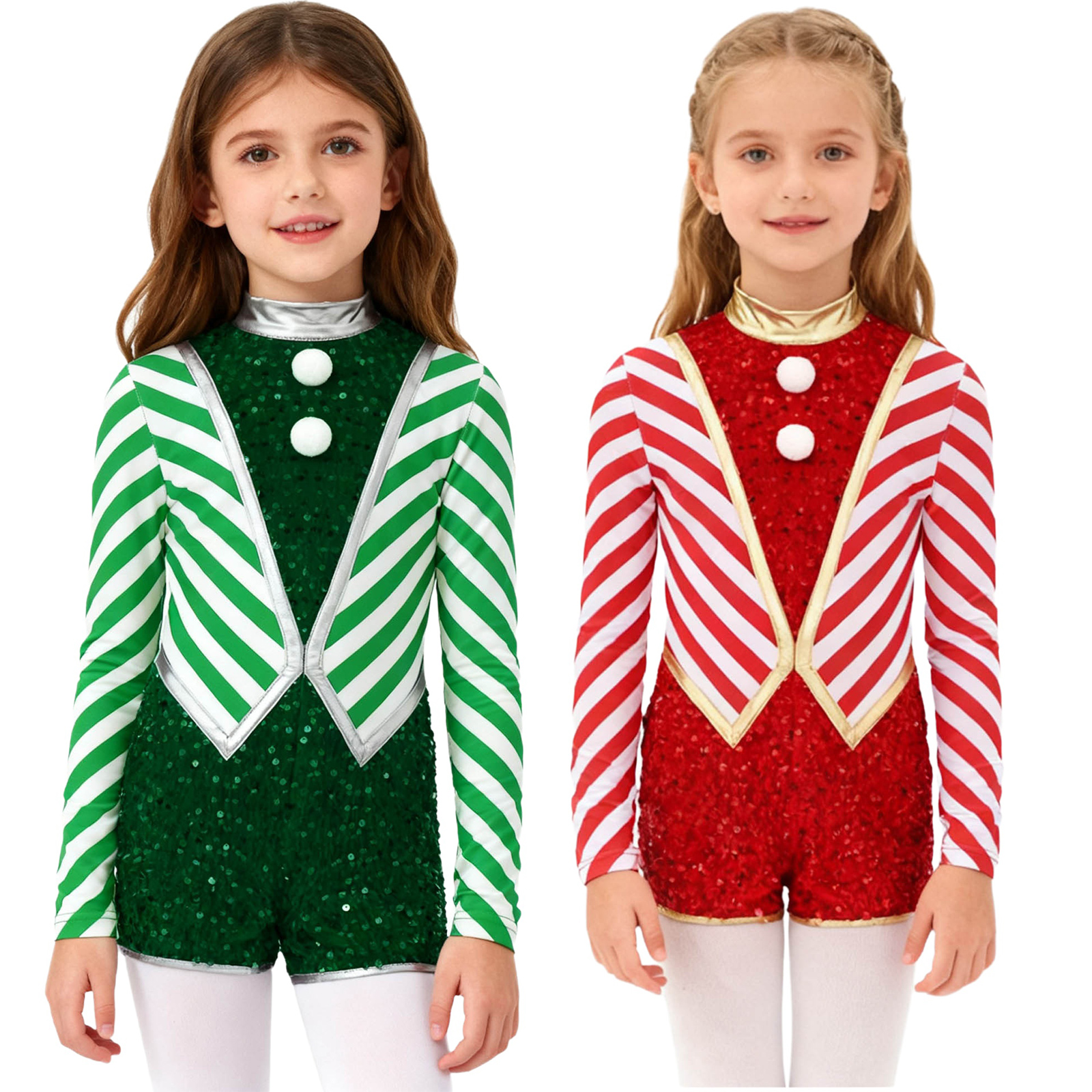 Kids Girls Long Sleeve Sequin  - Elf Costume Christmas ulasan dan harga