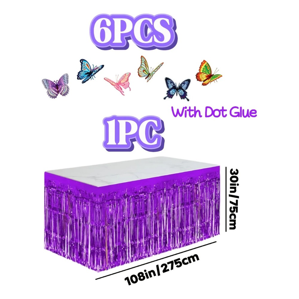 7Pcs Purple Metallic Foil Tabl - Christmas Table Runner ulasan dan harga
