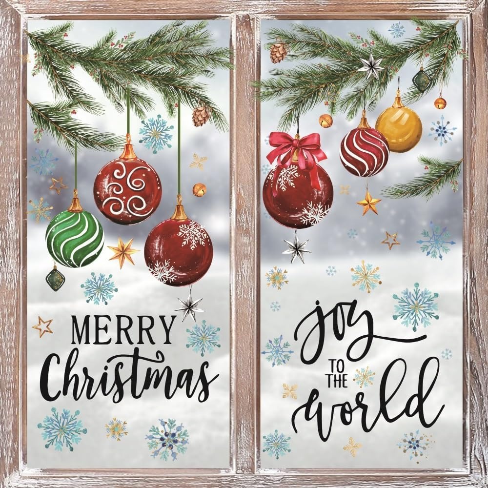 221 PCS Christmas Window Cling - Snowflake Window Decal ulasan dan harga