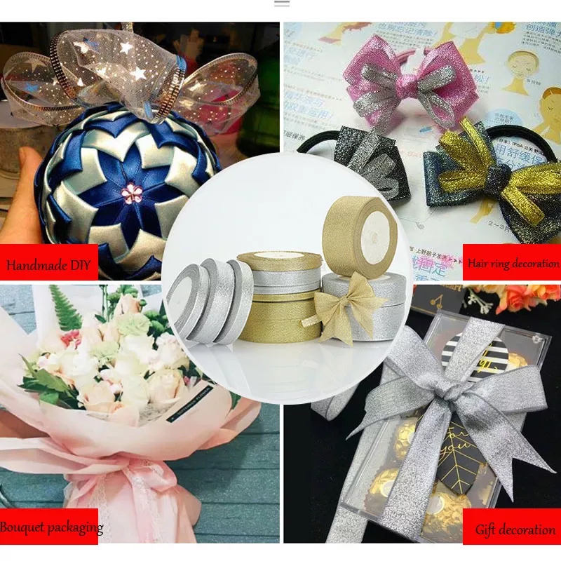 10 Meters Metallic Glitter Rib - Ribbon Bow Gift ulasan dan harga