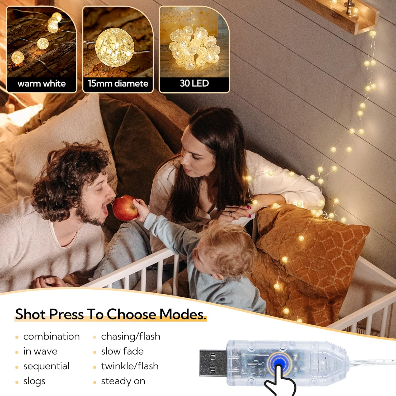 10FT 30 LED Crystal Ball Strin - Led Fairy String Lights ulasan dan harga