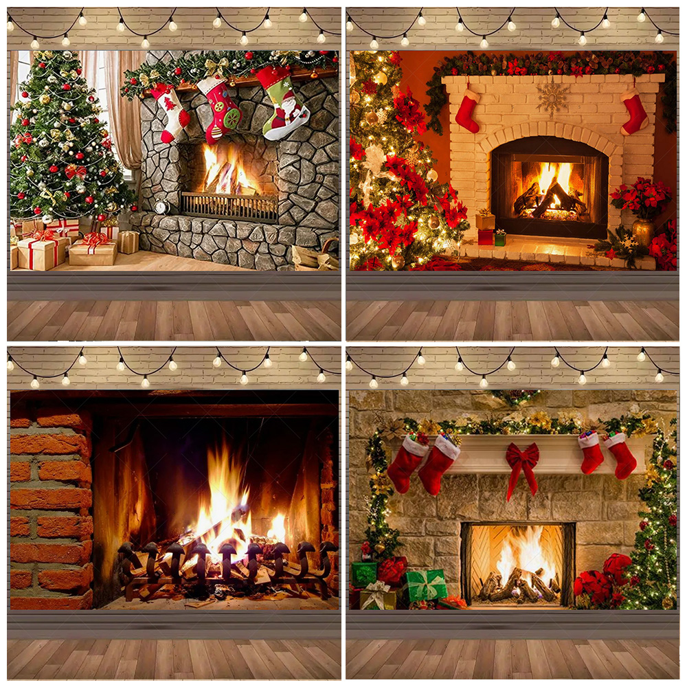 Christmas Photography Backdrop - Christmas Stocking Hanging ulasan dan harga
