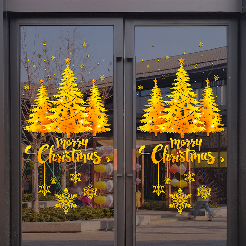 Gold Christmas Tree Snowflake  - Snowflake Window Decal ulasan dan harga
