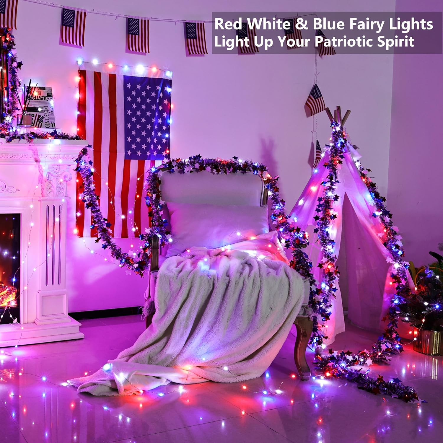 33ft 100 LED Red White Blue Fa - Led Fairy String Lights ulasan dan harga