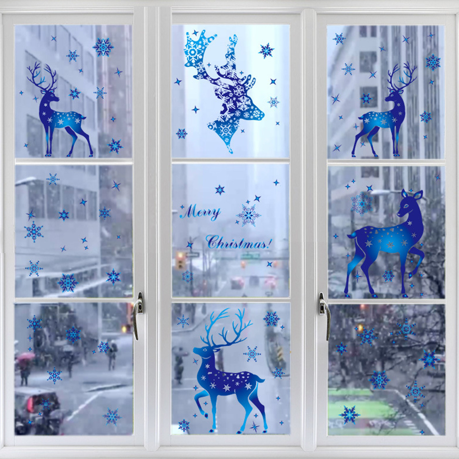 6Pcs Christmas PVC Christmas S - Snowflake Window Decal ulasan dan harga
