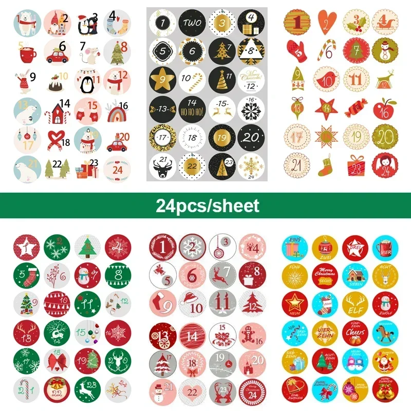 24pcs/sheet Cookie Candy Seal  - Advent Calendar Gift ulasan dan harga