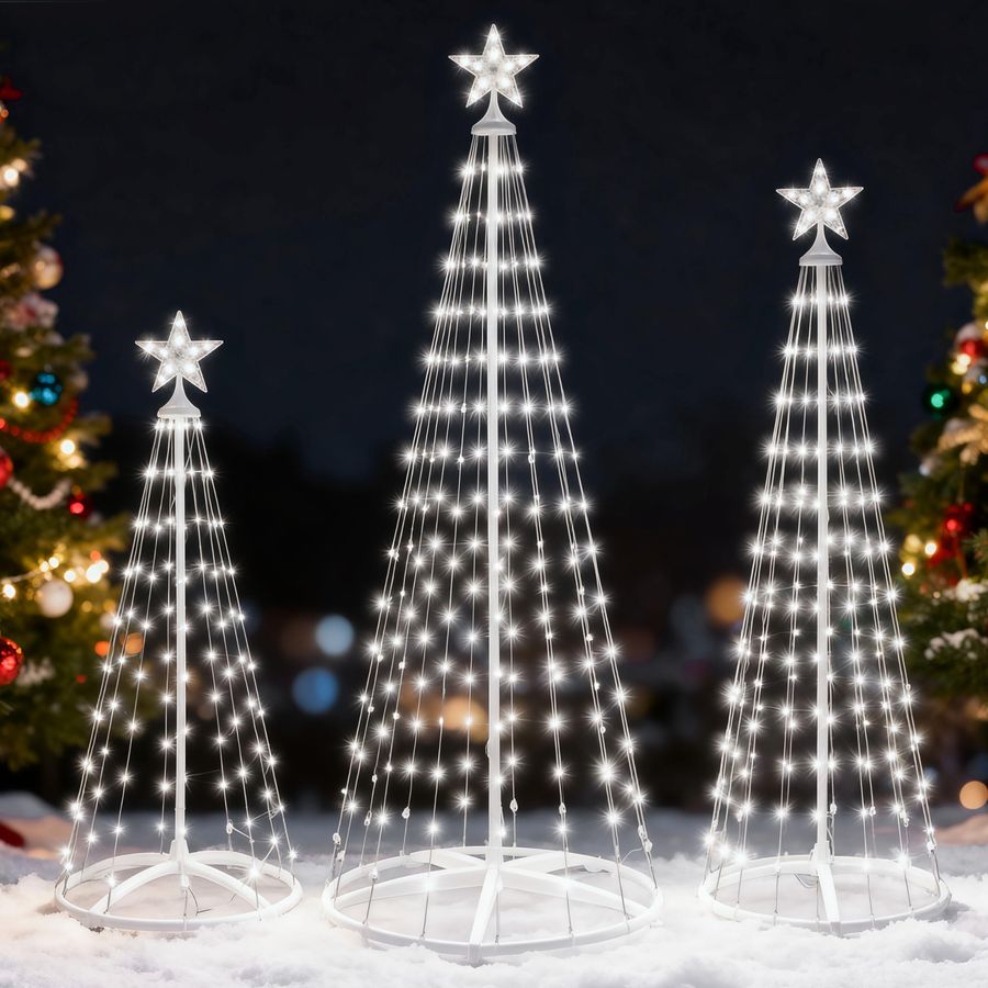 3 Pack LED Christmas Cone Tree - Star Tree Topper ulasan dan harga