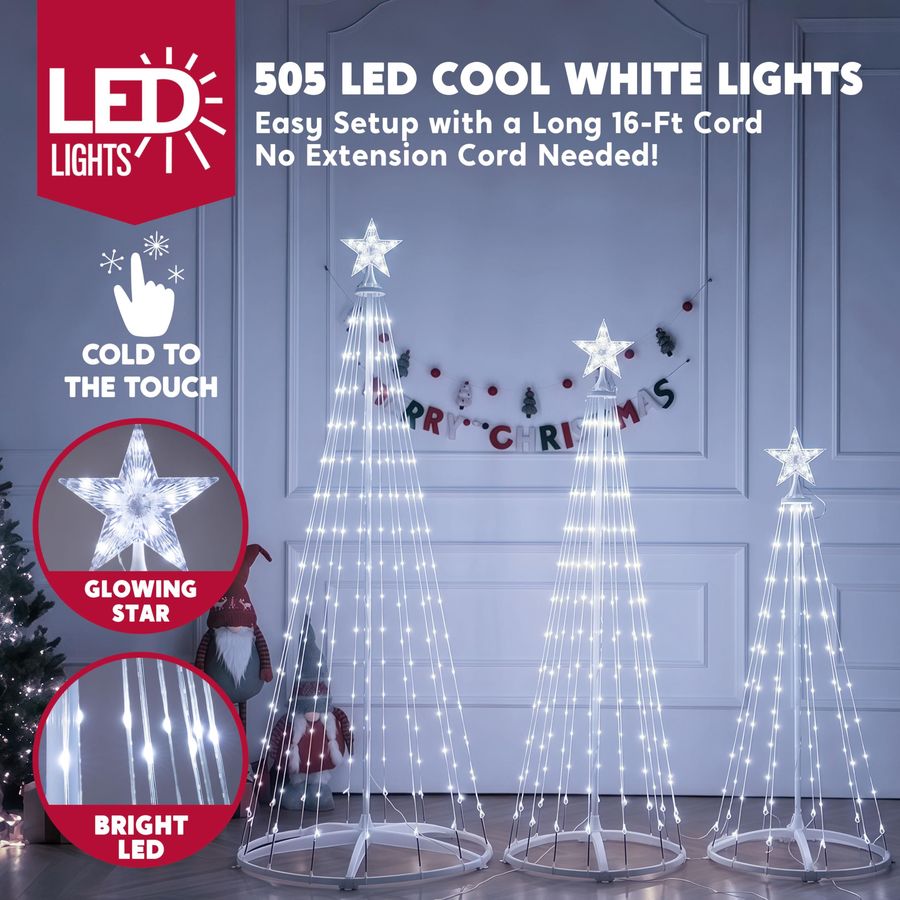 3 Pack LED Christmas Cone Tree - Star Tree Topper ulasan dan harga
